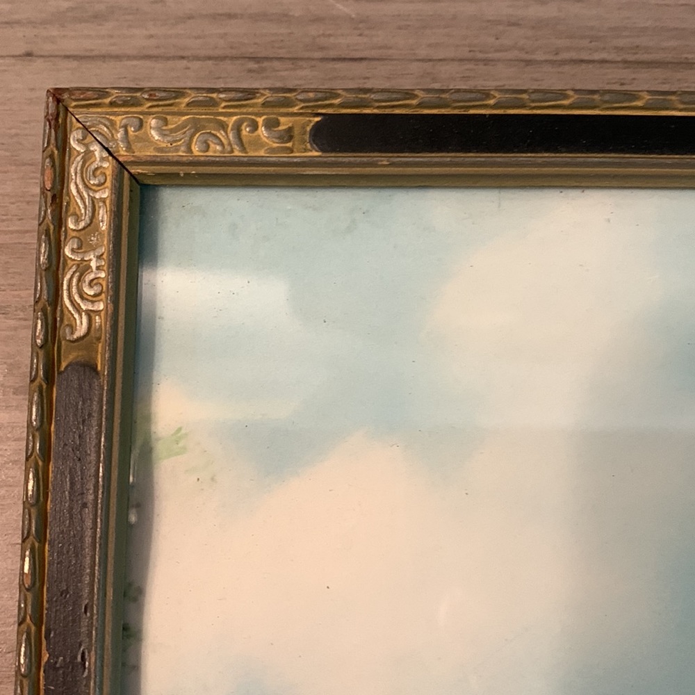 Antique Photo/Painting of 2 Draft Horses in Unique Frame - Picture 5 of 16
